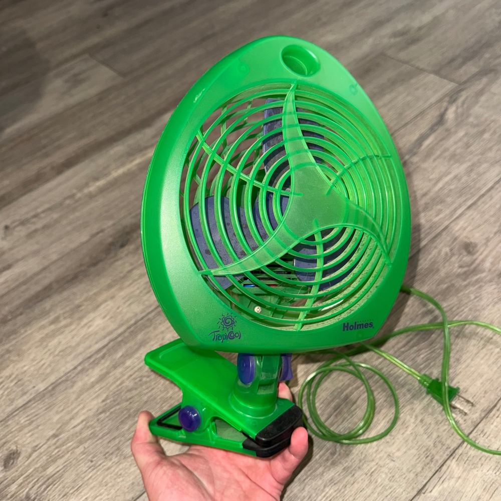 Holmes TropiCool Vintage Clip On Fan Lime‎ Green 2-Speed Personal Desk Fan